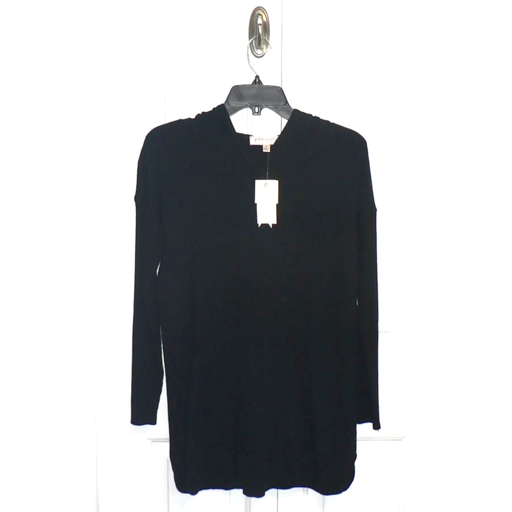 Philosophy Women's Hooded Kangaroo Pocket Pullover Sweater in Black Small $68